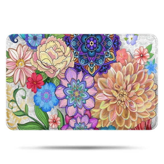 Mandala Pioneer Flower Collage Bathroom Rugs Mat,Non Slip Microfiber Bathroom Rug,Rubber Backing,Soft Bathroom Mats for Bathroom Floor,Tub and Shower,17x27in(43x68cm)