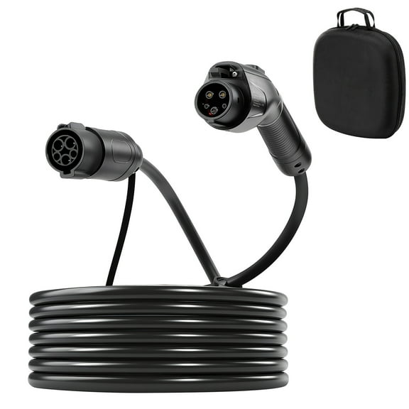 KFFKFF 40Amp 40 ft EV Charger Extension Cable, J1772 Extension Cord for 120V-240V Electric Vehicle Chargers, Level 1/Level 2 IP66 Durable Charging Cable with Portable Carrying Bag