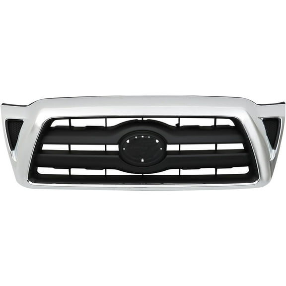 LABLT Front Bumper Hood Grille Upper Black and White with Chrome Molding Replacement for Toyota Tacoma 2005-2011 5310004360