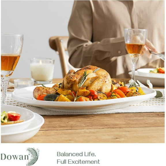 Large White Porcelain Platter Set of 3 for Entertaining, Serving Dishes for Weddings, Parties, Housewarming Gifts