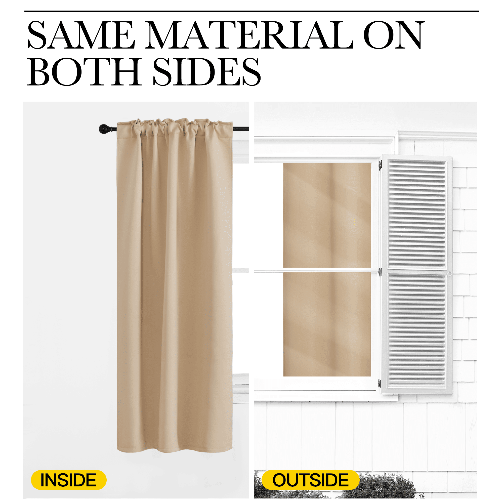 NICETOWN Solid Blackout Curtains Back Tab and Rod Pocket Ensure Privacy Window Treatment for Bedroom 52x108 inch Biscotti Beige 2 Panels