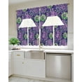 thumbnail image 4 of Purple Floral Swag Valance and Tier Curtains 24'' Length Set, Vintage Green Flower Ombre Botanical Light Filtering Kitchen Curtains, Tier Curtain Valances for Bathroom/Living Room/Bedroom/Café, 4 of 6