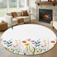 thumbnail image 3 of Spring Flower Round Area&nbsp;Rug 7ft Blue Pink Yellow Floral Leaves Natural Non-Slip&nbsp;Washable Circle Rugs Soft Felt Indoor Floor Mat for Bedroom Kitchen Living Room Bathroom, 3 of 9