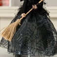 thumbnail image 6 of Halloween Witch Doll with Conical Base for Halloween Party Home Bedroom Desktop Decoration Horror Broom Magical Atmosphere Ornaments, Black, 6 of 7