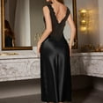 thumbnail image 4 of Sexy Long Loungewear Patchwork Lace Deep V-Neck Nightdress Chemise Nightgown Women Sleepwear Ice Silk Intimate Lingerie Homewear Elegant V-Neck Sleepwear for Ladies, 4 of 5