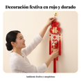thumbnail image 3 of Abbraccia Adorno de madera festivo, decoración colgante carácter Fu, decoración de pared china, 3 of 6
