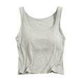 thumbnail image 3 of Wlynlyn Built in Bra Tank Tops for Women Sleeveless Pajamas Tops Scoop Neck Base Layer Undershirts Solid Color Pjs Top, 3 of 7
