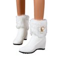 thumbnail image 3 of Xiaoxatg Ladies Fashion Leather Pointed Side Zipper Short Boots for Women High Warm Footwear 8.5 White, 3 of 9