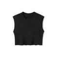 thumbnail image 6 of Arvbitana Women Solid Color Sweater Vests Crew Neck Cap Sleeveless Waistcoat Casual Knitted Crop Pullovers Streetwear Tops, 6 of 9