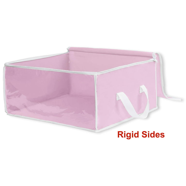 Simple Houseware 3 Pack Foldable Closet Organizer Clothing Storage Box with  Clear Window, Pink