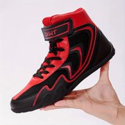 Men's & Unisex (for all-gender) Boxing Training Shoes - Lightweight Breathable Combat Sports Footwear with Anti-Slip Rubber Sole, Hook-and-Loop Closure - All-Season Gym, MMA, Kickboxing Sneakers