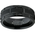 thumbnail image 3 of Metal Masters Tungsten Carbide Mens Black Brushed Grooved Wedding Band Engagement Ring Comfort-Fit 8mm, 3 of 6