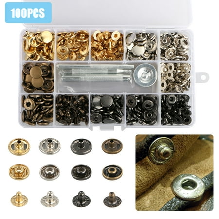 Cover Button Tool - 12.5mm 100Sets Press Studs Kit Snap Fasteners Poppers Buttons Tool Sewing Craft