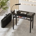 thumbnail image 5 of Advwin Folding Manicure Table with Dust Collector, Rolling Nail Desk w/ LED Lamp, Wrist Rest & Carrying Bag, Portable Nail Tech Workstation for Home & Salon, Black Marble, 5 of 12