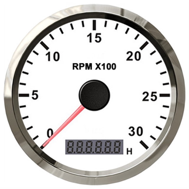 Boat Tachometer Engine Stainless Steel Bezel Hour Meter LCD Display With M16 M18 Sensor For Car Motorcycle 3k 4k 8k RPM ,Easy to Calibrate