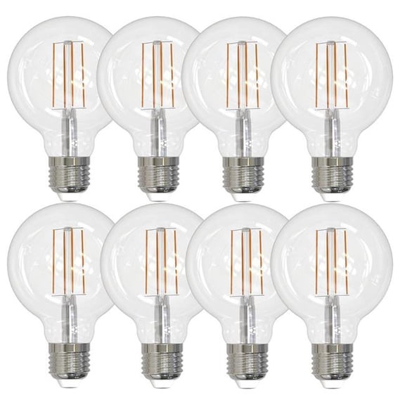 Pack of (8) 7 Watt Dimmable CLEAR Filament G25 Medium (E26) LED Bulb - 800 Lumens  4000K  and 80 CRI