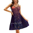 thumbnail image 1 of Robe Évasée Col Carré Robe Élégante Mode Féminine Imprimée Robe Nuage Élèvement Étoile Explosion Motif Géométrique Bleu Foncé, 1 of 5