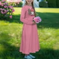 thumbnail image 2 of DISNIMO Pink Christmas Kids Dress Long Sleeve Lightweight Girls Long Sleeve Dresses Size 7-8 Swing Dress for Girls Print Midi Sun Dress with Pockets Kids Girls Frock Long Sleeve, 2 of 7