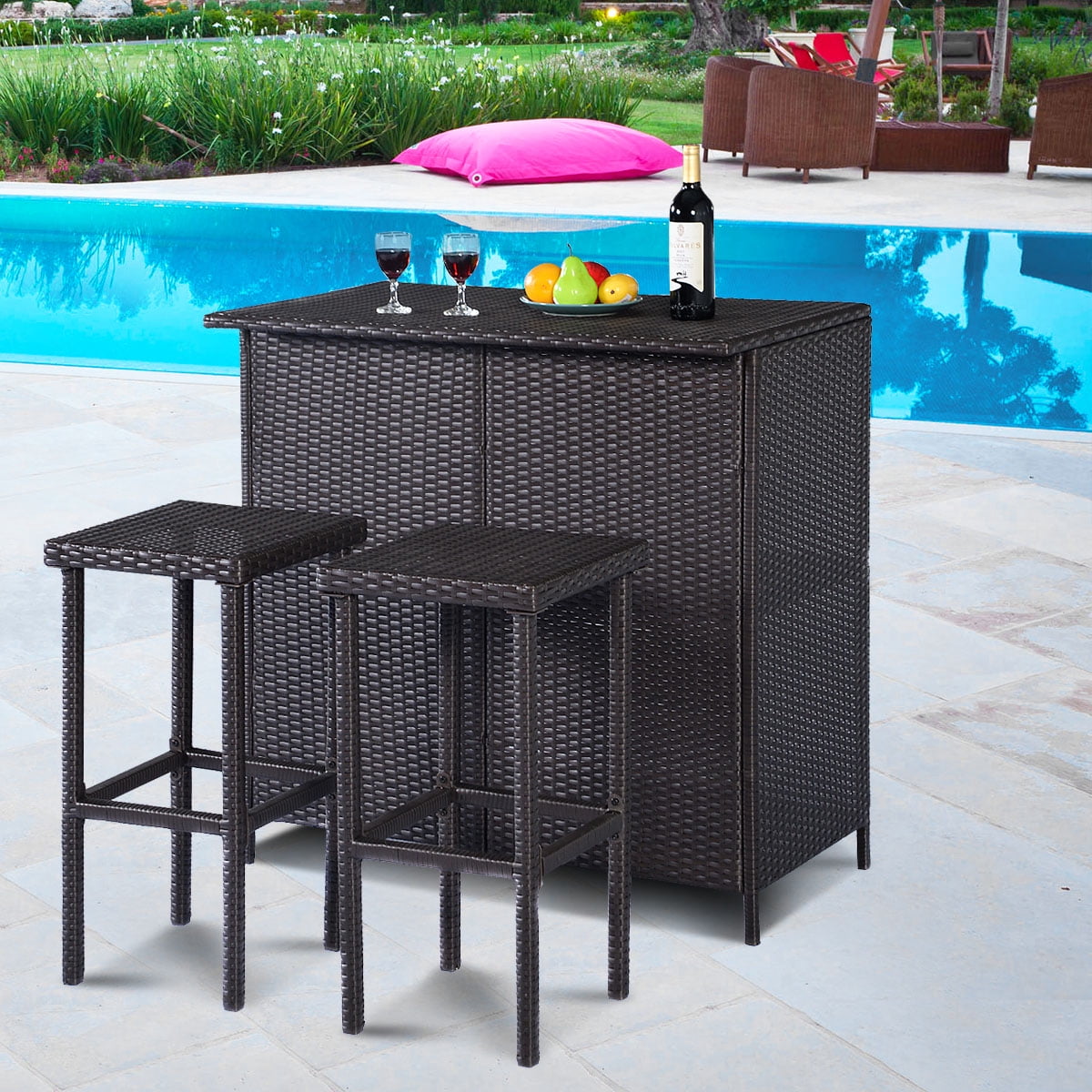 outdoor bar table and chairs set