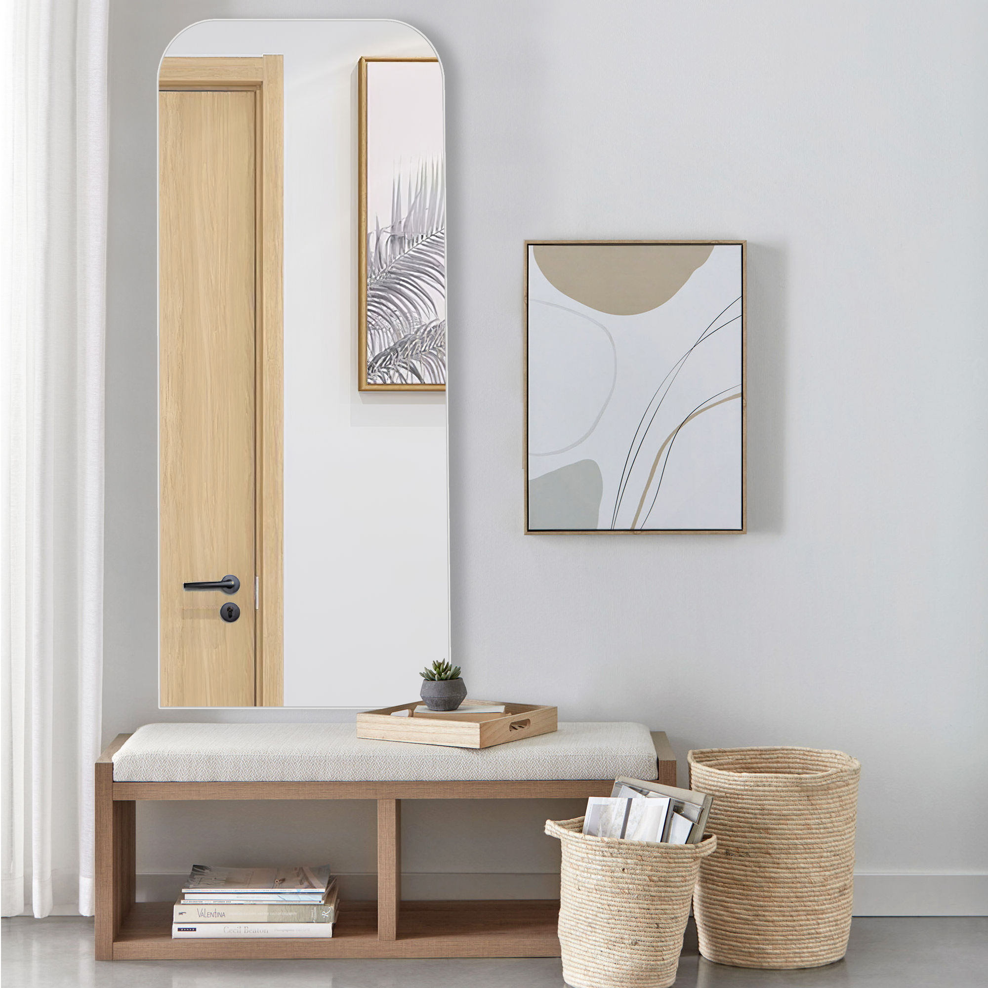 Iron Wall Mirror Full Length Mirror Wall Mirror 59"x20",Sliver