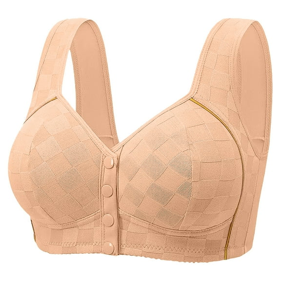 Bras for Women No Underwire - Daisy Bra Front Closure, Full Coverage Plus Size Cotton, Breathable Push Up Soft Comfortable Bralette for Seniors