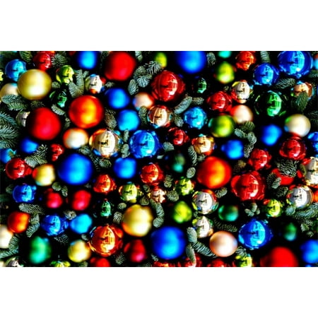 Image of MOHome 7x5ft Christmas Backdrops Colorful Xmas Balls Photography Background Girl Boy Children Artistic Portrait New Year Party Decoration Photo Shoot Studio Props Video Drop
