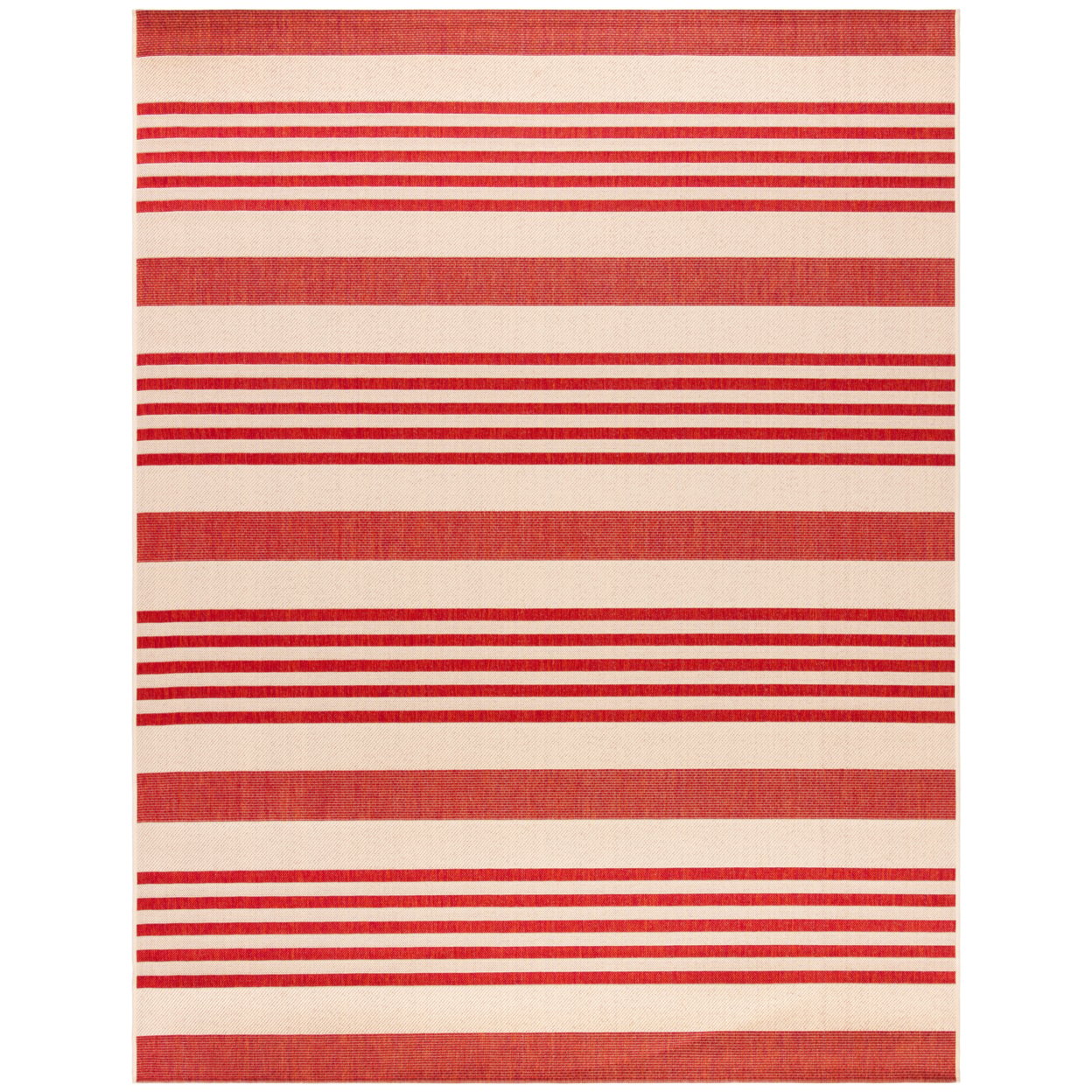 thumbnail image 5 of SAFAVIEH Beach House Henry Striped Indoor/Outdoor Area Rug, Beige/Red, 4' x 4' Round, 5 of 9