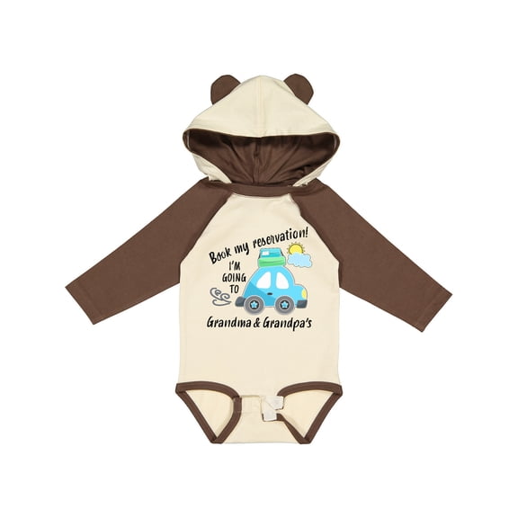 Inktastic Book My Reservation I'm Going to Grandma and Grandpa's Boys or Girls Long Sleeve Baby Bodysuit