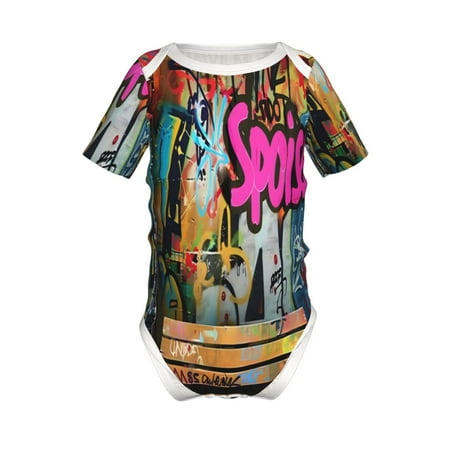 

Yiaed Graffiti Lamp Urban Scene Print Infant Climbing Short Sleeve Onesie One-Piece Baby Bodysuit Clothes 0-12 Months -6 Months