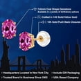 thumbnail image 2 of Gem Stone King 14K Yellow Gold Pink Created Sapphire Stud Earrings | 1.80 Cttw | Oval 7X5MM | Gold Earrings for Women Men, 2 of 6