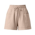 thumbnail image 7 of Womens Shorts Summer Casual Loose Elastic Waist Drawstring Comfy Lightweight Beach Shorts with Pockets, 7 of 7