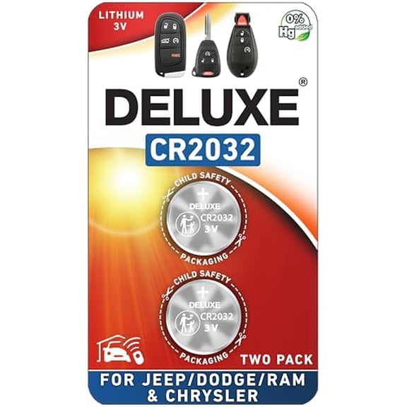 Key Fob Replacement Batteries for Jeep Dodge Ram Chrysler Cherokee Caravan Town & Country Charger Compass Durango Challenger Journey Renegade Pacifica Patriot) Remote Fobik (2-Pack) (Check Fit Guide)
