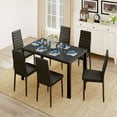 Lofka Glass Dining Table Set for 6 with PU Leather, 30 Inch Kitchen