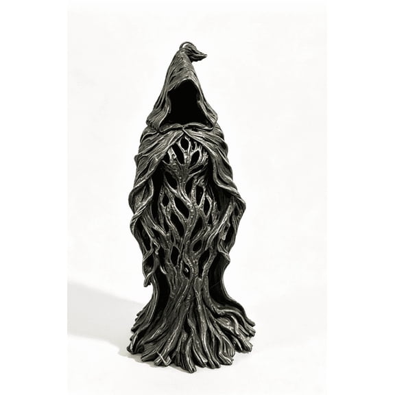 Witch Hollow Figurine 25cm Tall Halloween Tabletop Decor Intricate Cutout Statue For Home Shelf Mantel Spooky Indoor Halloween Decor Resin 700g(Black)