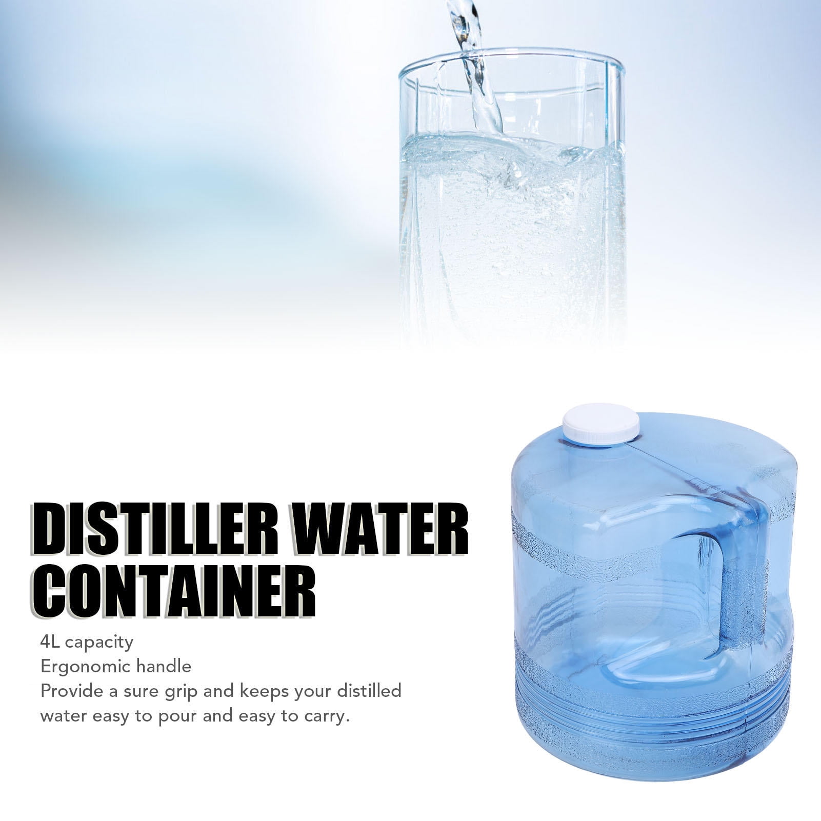Suodoka 4L Distilled Water Collector – Durable PP Replacement Bottle for Home, Dental & Cosmetic Countertop Distillers