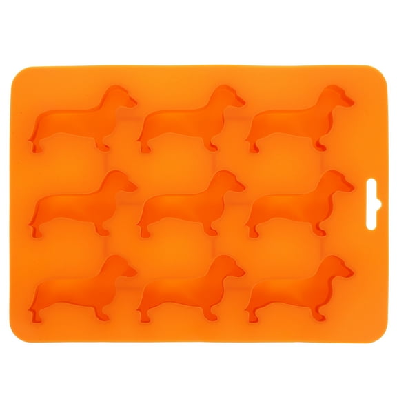 Orange Dachshund Ice Cube Tray Silicone Mold for Dog Shaped Ice or Cake Flexible and