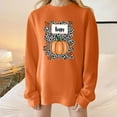 thumbnail image 2 of Olyvenn Fall Happy Sweatshirt Funny Thanksgiving Quotes Shirt Women Pumpkin Leopard Letter Printed Crewneck Pullovers Orange L, 2 of 4