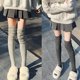 thumbnail image 4 of Medias por encima de la rodilla con parte superior holgada para mujer Calcetines largos hasta el muslo de punto acanalado para estudiantes, 4 of 5