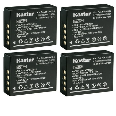Image of Kastar FNP-W126s Battery 4-Pack Replacement for Fujifilm X-PRO1 X-PRO2 X-PRO3 X-A1 X-A2 X-A3 X-A5 X-A7 X-A10 X-E1 X-E2 X-E2S X-E3 X-E4 X-H1 X-M1 X-S10 X-T1 X-T2 X-T3 X-T10 X-T20 X-T30 X-T30 II Camera