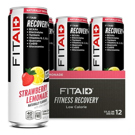 LifeAid Fitaid Recovery Blend Strawberry Lemonade, 12 Fl Oz, Pack of 12
