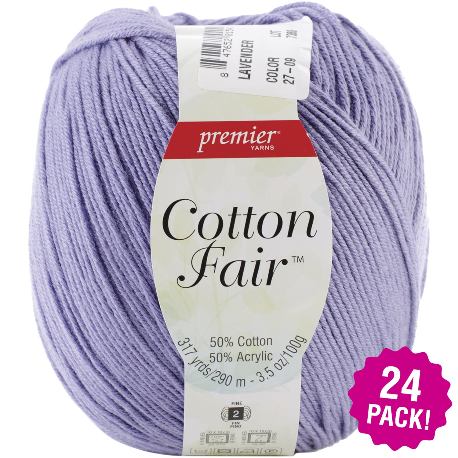 Premier Yarns Cotton Fair Solid Yarn Lavender, Multipack of 24