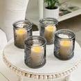 thumbnail image 2 of Kate Aspen Smoke Gray Vintage Glass Tealight Votive Candle Holders with Fleur-de-lis Design, Set of 8 - Perfect for Farmhouse Room & Shelf Decor, 2 of 8