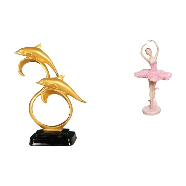 Figura de delfín,Colección de adornos de escritorio con figuras de delfines,Estatua decorativa moderna para el hogar,artesanías artísticas,Estatua de la bailarina,Estatua de niña de ballet