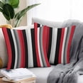 thumbnail image 2 of Red Black Outdoor Pillow Covers Set of 2 Grey Striped Abstract Modern Vertical Stripes Waterproof Throw Pillow Case Decorative Square Cushion Cover for Patio Couch Garden Balcony, 24"x24", 2 of 9