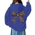 thumbnail image 5 of Girls Bow Sweatshirt Oversized Leopard Print Cute Long Sleeve Hoodie Kids Spring Lightweight Trendy Pullover Tops, 5 of 8