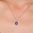 thumbnail image 3 of Gem Stone King 925 Silver and 10K Yellow Gold Purple Amethyst and White Lab Grown Diamond Pendant Necklace for Women (0.72 Cttw, Cushion Checkerboard 6MM, with 18 inch Chain), 3 of 6