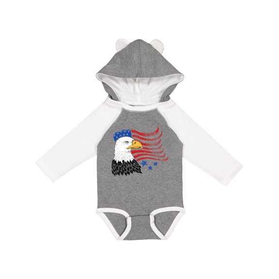 Inktastic American bald eagle and flag sketch style Boys or Girls Long Sleeve Baby Bodysuit