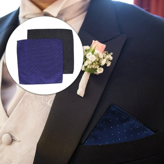 MERRYHAPY Pre Folded Suit Pocket Scarf Black 2Pcs