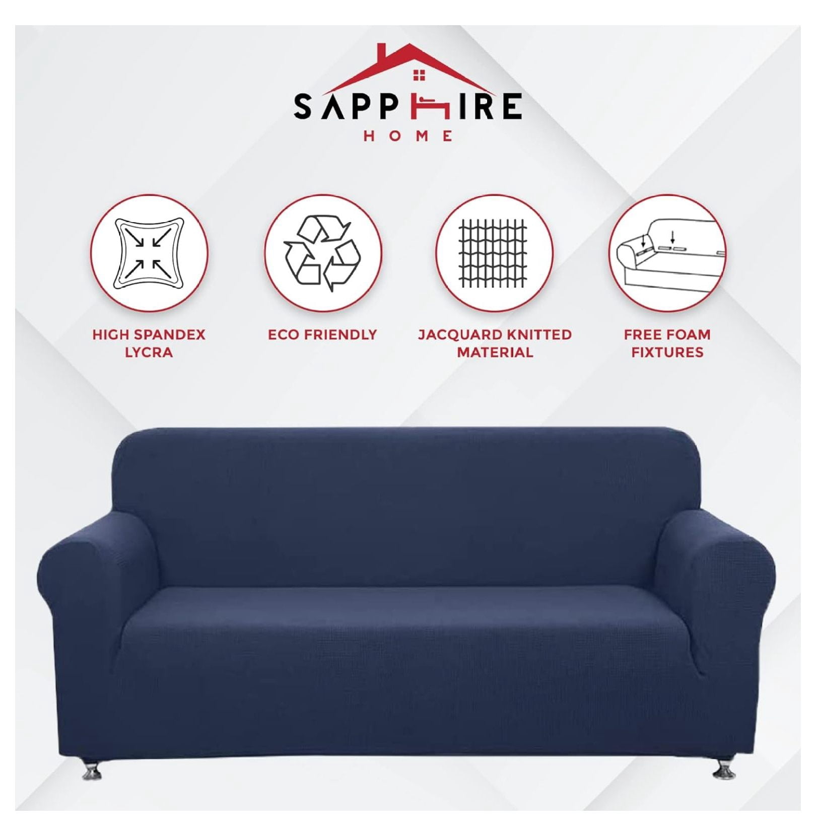 2-Piece Sofa and Loveseat Slipcovers, Couch and Loveseat Covers Set, Form fit Stretch, Wrinkle Free, Furniture Protector, Sofa Covers for Living Room, Polyester Spandex (Blue)