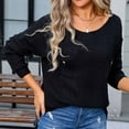 thumbnail image 7 of Nmnitkp Sweaters for Women Soft and Comfortable Women Long Sleeve Large Round-Neck Button Down Sweater Striped/Solid Color/Flowers Ribbed Loose Knit Sweater Casual Relaxed Fit Pullover Jumper, 7 of 7
